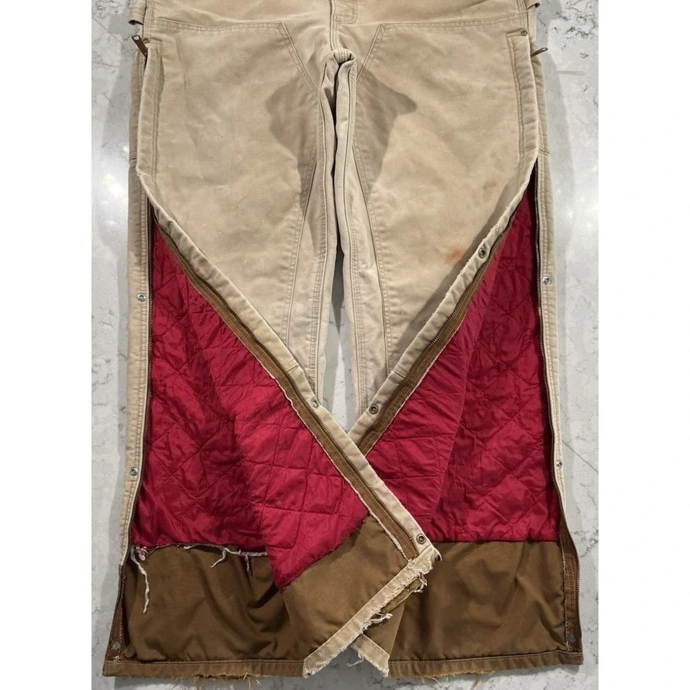 Carhartt Bib Overalls Mens 38x36 Brown Duck Canvas Insulated Workwear R41 BRN
